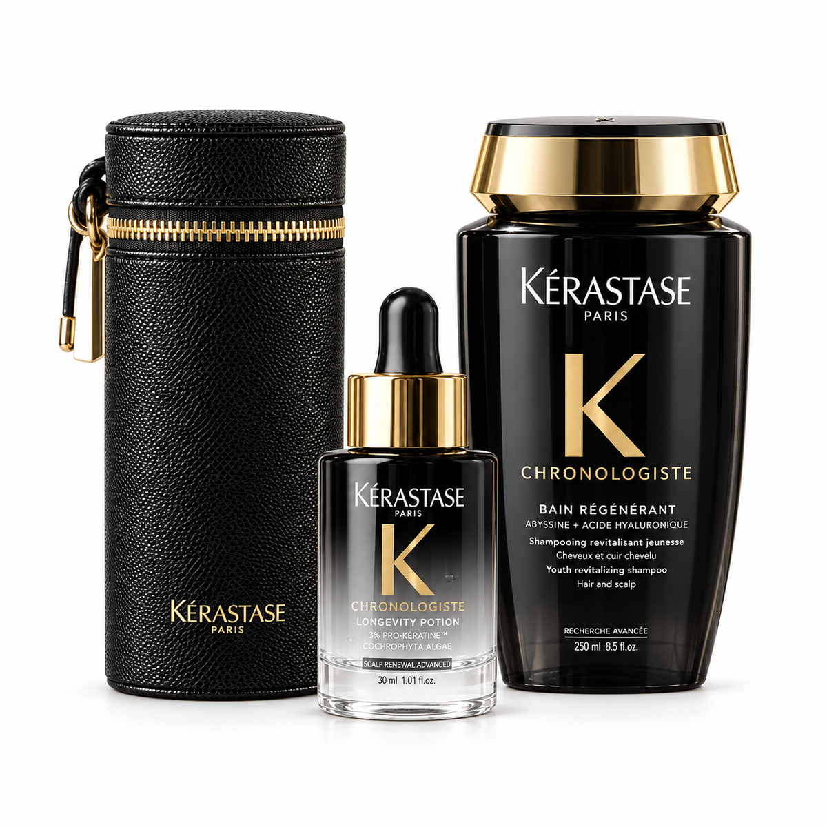 Set Kérastase Chronologiste: Bain Régénérant 250 ml + Longevity Potion 30 ml + Cadou Holder Serum
