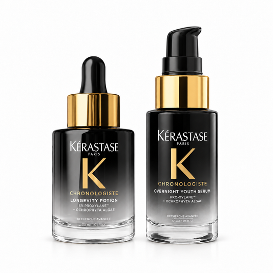 Kérastase Chronologiste duo – Ritual de regenerare de la rădăcină la vârfuri | Longevity Potion 30ml + Overnight Youth Serum 30ml