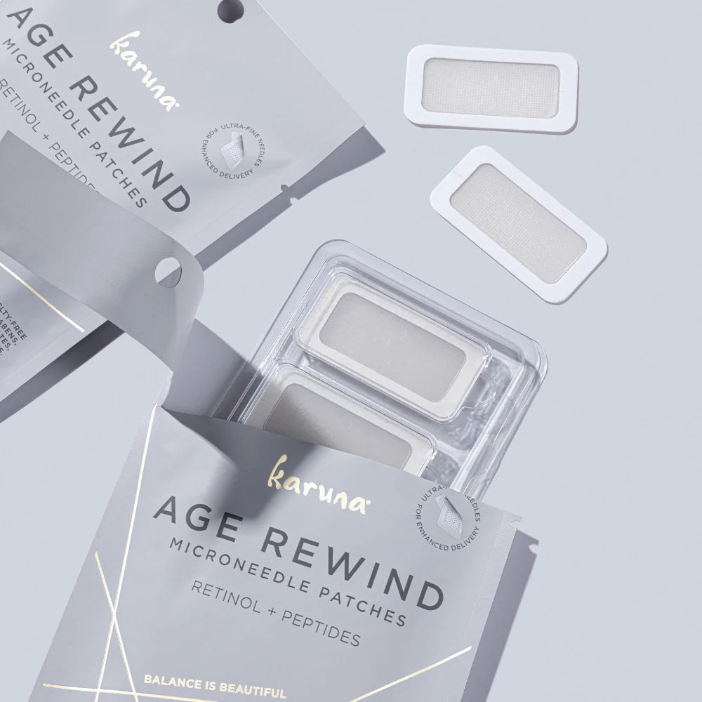 Karuna Age Rewind Microneedle Patches, plasturi cu microace, retinol și peptide pentru riduri