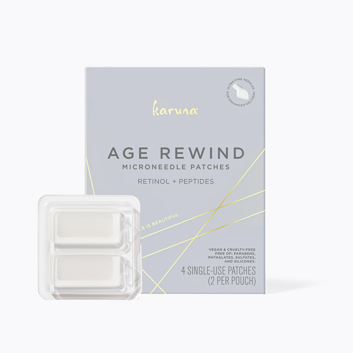 Karuna Age Rewind Microneedle Patches, plasturi cu microace, retinol și peptide pentru riduri