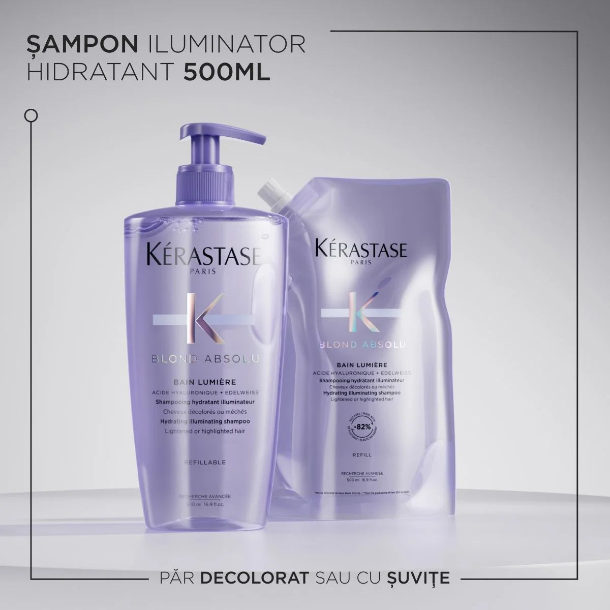 Kérastase Blond Absolu Bain Lumière Újratölthető szőkehaj-fényesítő sampon szett 500 ml + utántöltő 500 ml