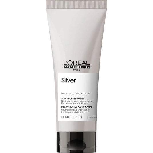 L'Oreal Professionnel SE Silver hajbalzsam, a nem kívánt sárga árnyalatok semlegesítésére, magnéziummal és sárgásodásgátló összetevőkkel, ősz vagy sárgás árnyalatú hajra, 200ml