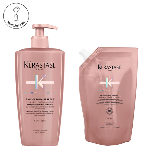 Utántölthető védő sampon festett hajra — Kérastase Chroma Absolu Bain Chroma Respect 500ml + utántöltő 500ml