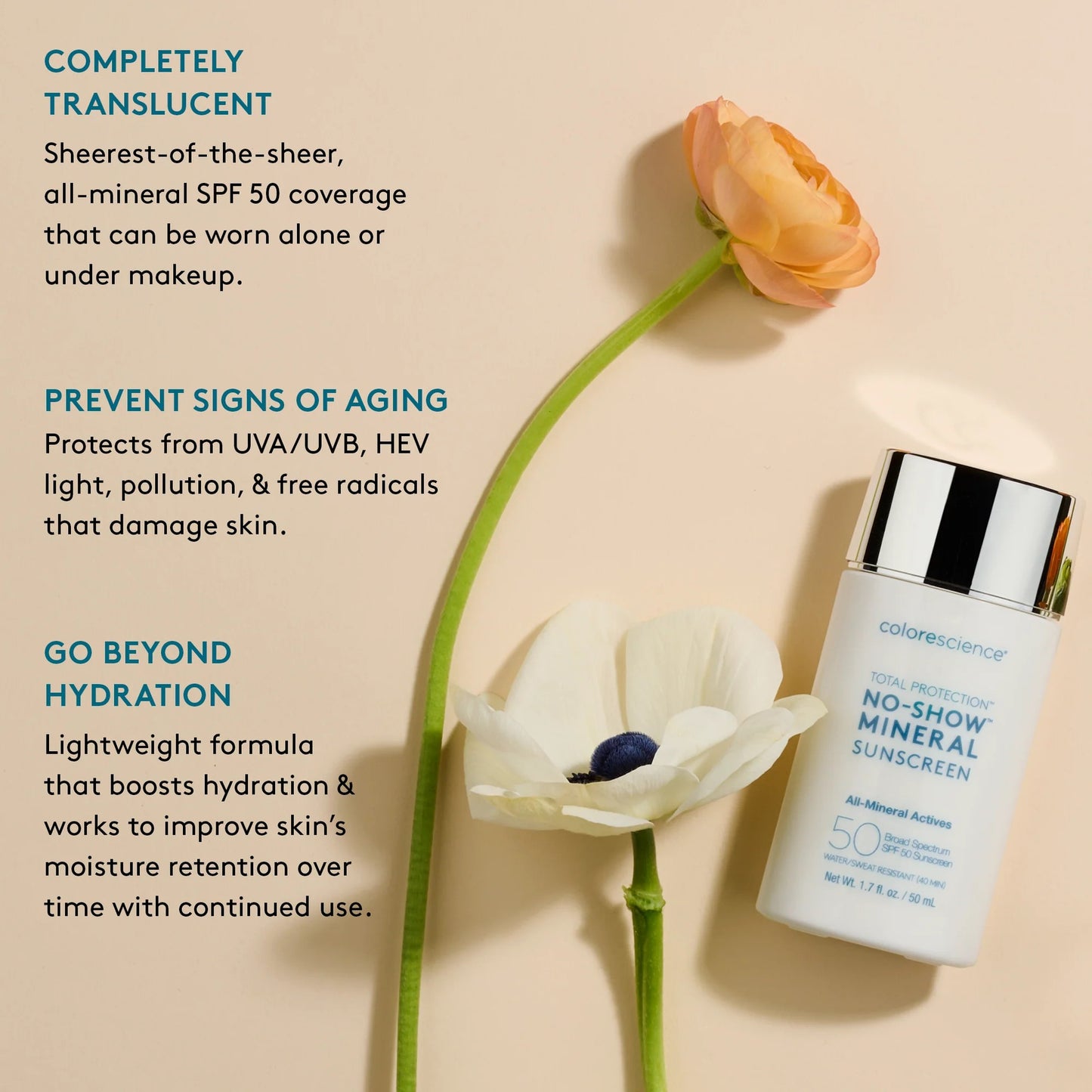 Colorescience Total Protection No-Show ásványi fényvédő krém SPF 50