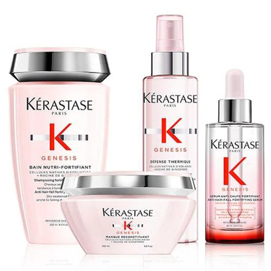 Kerastase Genesis hajhullás elleni rutin szett - Bain Nutri-Fortifying sampon 250ml, maszk 200ml, hővédelem 150ml és szérum 90ml