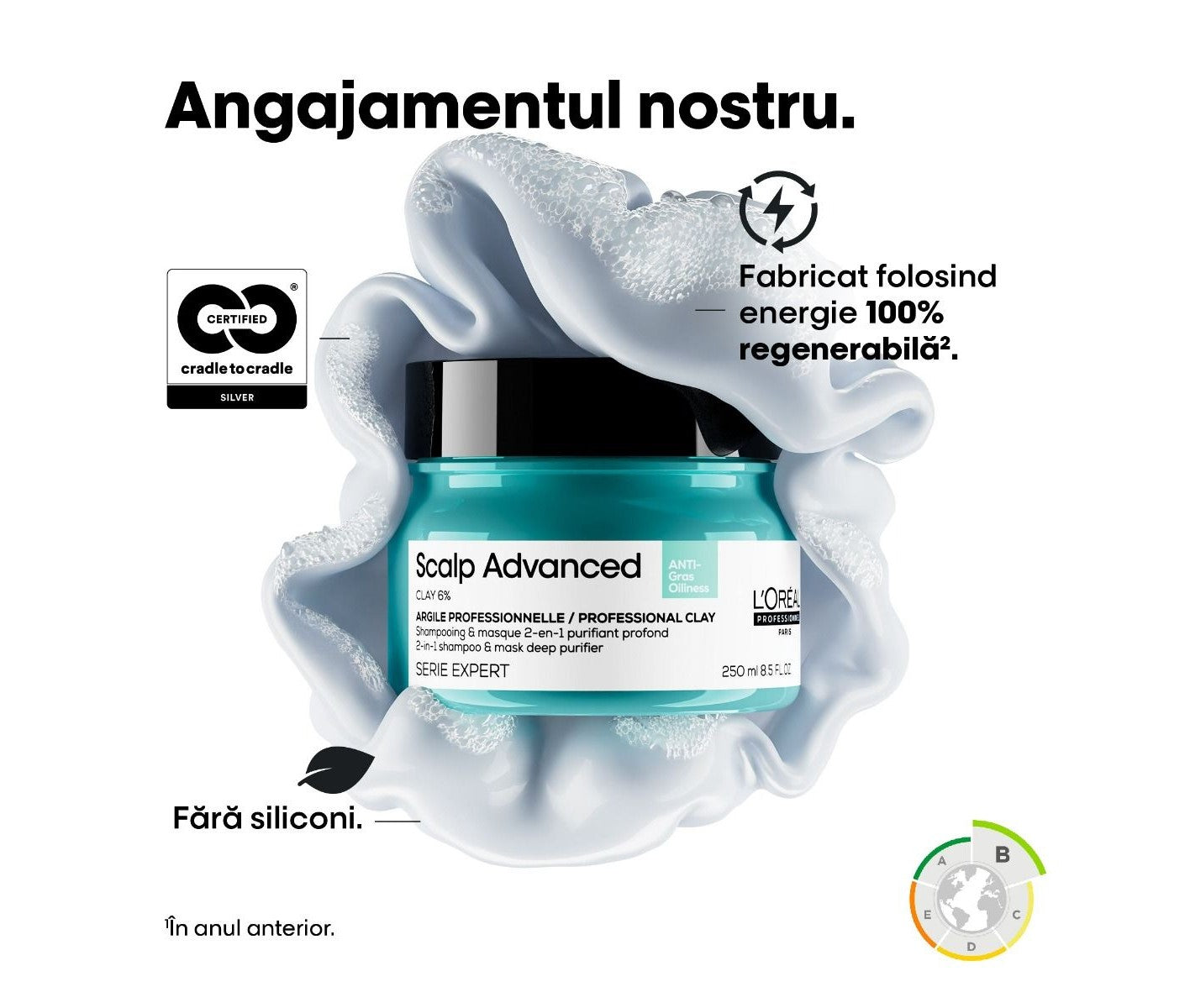 L'Oreal Professionnel Serie Expert Scalp Advanced 2 az 1-ben sampon és maszk zsíros fejbőrre agyaggal, utazóméret 75ml