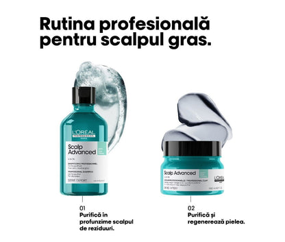 L'Oreal Professionnel Serie Expert Scalp Advanced 2 az 1-ben sampon és maszk zsíros fejbőrre agyaggal, utazóméret 75ml