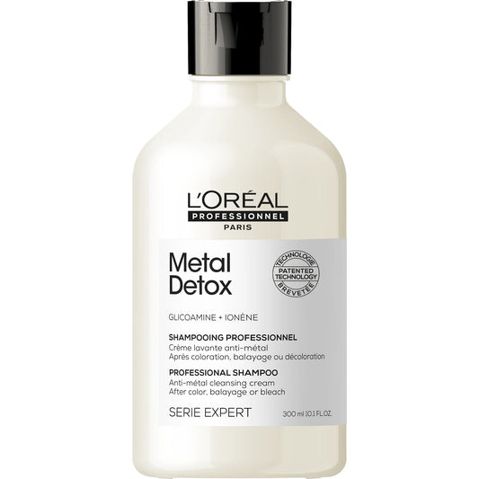 Méregtelenítő sampon-krém - L'Oreal Professionnel Metal Detox - hat a haj töredezése ellen és megőrzi a színét, minden típusú szőkített, festett vagy balayage hajra, SZULFÁTMENTES - 300 ml