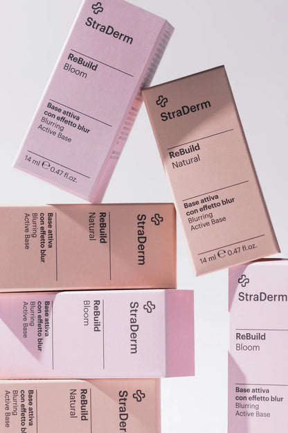 StraDerm ReBuild Bloom – Alapkezelés törékeny körmökre, rózsaszín blur hatással, 14 ml