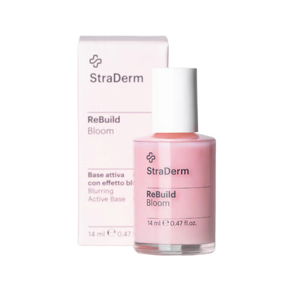 StraDerm ReBuild Bloom – Alapkezelés törékeny körmökre, rózsaszín blur hatással, 14 ml