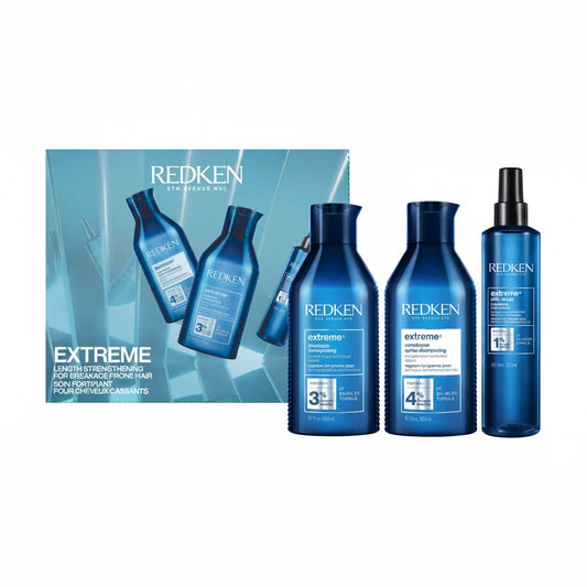Redken Extreme – set fortifiant pentru păr deteriorat: șampon 300 ml + balsam 300 ml + Anti-Snap Leave-In 250 ml