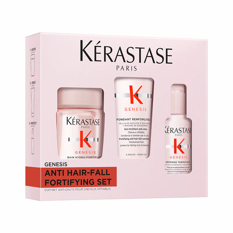 Kérastase Genesis Bain Hydra-Fortifiant + Fondant + Défense Thermique hajhullás elleni szett legyengült hajra, 80+75+45ml