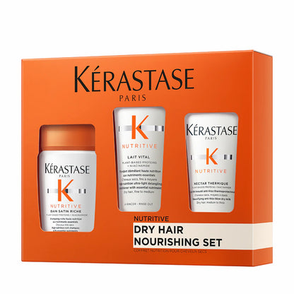 Kérastase Nutritive hajpakoló száraz hajra — Bain Satin Riche + Lait Vital + Nectar Thermique 80+75+50ml
