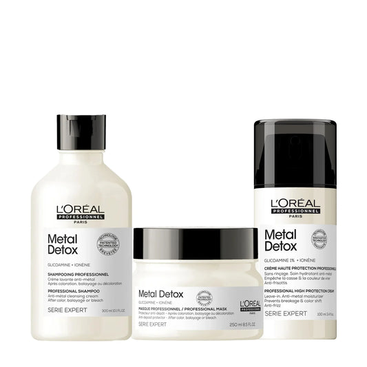 L’Oréal Professionnel Metal Detox Szett – Sampon + Maszk + Hajban Maradó Ápoló a Hajszín Védelemért és Törés Ellen