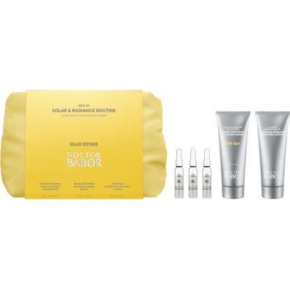 BABOR Solar & Radiance SPF50+ napvédő és ragyogás fokozó szett, Teljes körű arcápolás napfénynek kitett bőrre